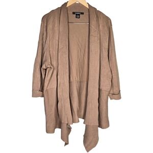 89th &‎ Madison 3X Cardigan Draped Open Front Knit Tan Brown Womens Plus Size
